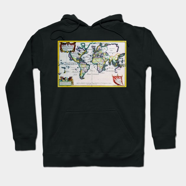 Nicholas de Fer - Universal Map 1702 -   Ancient Worlds Hoodie by Culturio